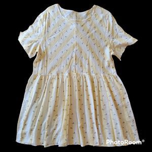 🌴YELLOW & White Striped Palm Babydoll Top